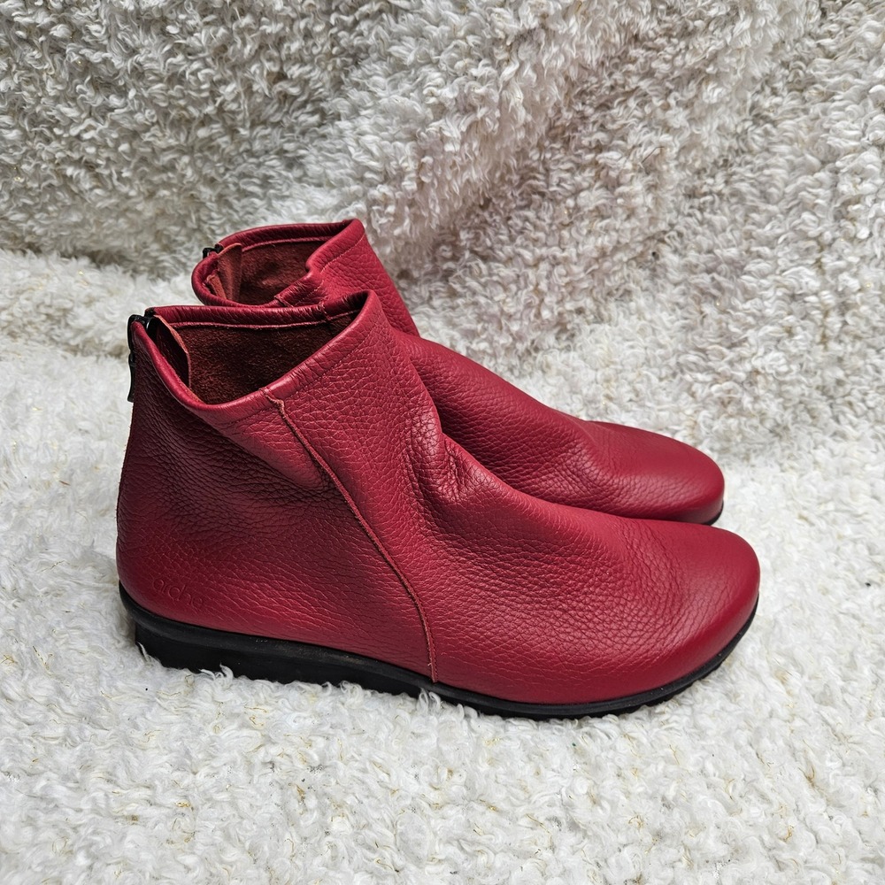 Arche Baryky Ankle Boots in Red Pebble Leather sz 40